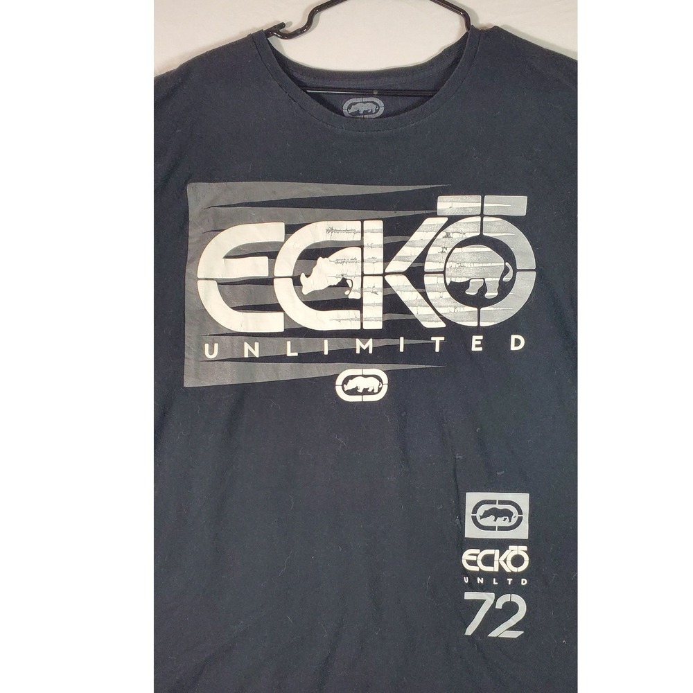 Ecko Unlimited Mens Black Graphic T Shirt Size 2XL Short‎ Sleeve Crew Neck